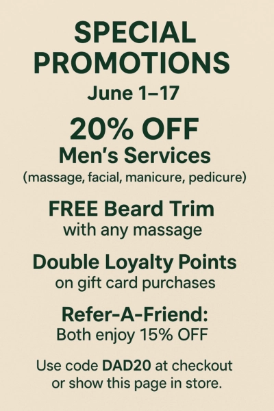 20% off man services