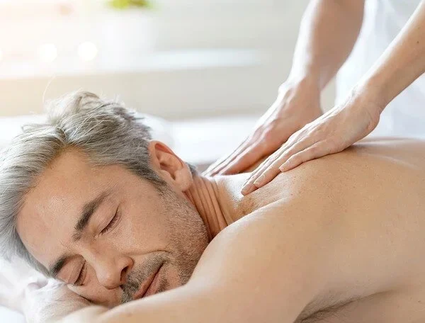 Man relaxing on massage table